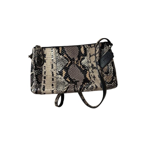 Coach Exotic Embossed Leather Crosby Crossbody Shoulder Bag 37172, Double Zipper - Picture 1 of 11